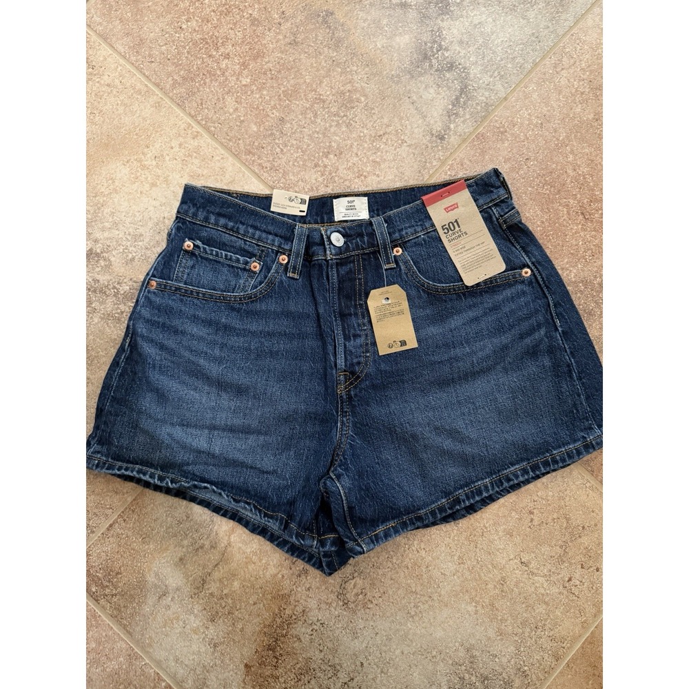 Women's Levi's 501 Curve Shorts Stretch Mid Rise Medium Wash Size 30 NWT R TAG